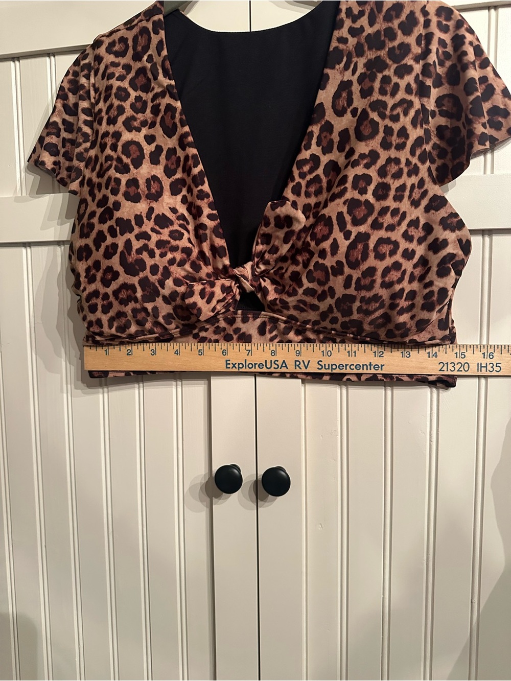 Torrid Leopard Print Tie-Front Crop Top Swim Size 0 L / 12 - Picture 3 of 7